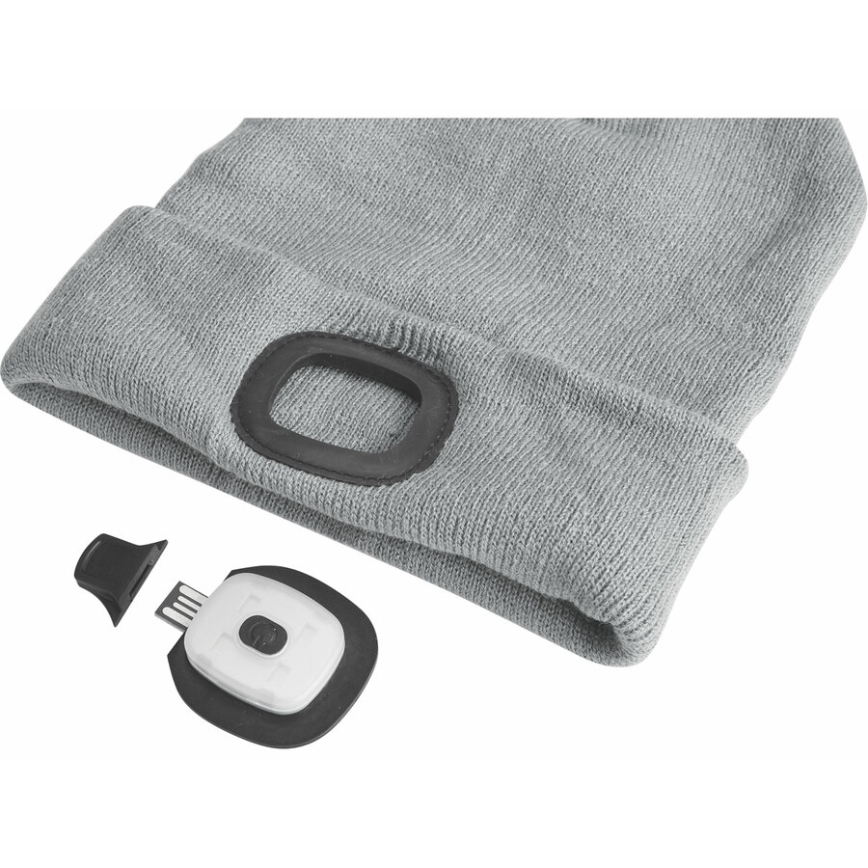Extol - Cappello con lampada frontale ricaricabile tramite USB 300 mAh, grigio, taglia unica