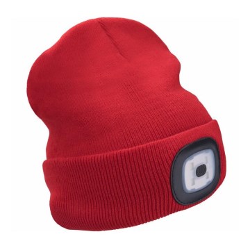 Extol - Cappello con lampada frontale ricaricabile via USB 300 mAh, rosso, taglia UNICA