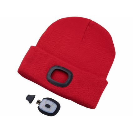 Extol - Cappello con lampada frontale ricaricabile via USB 300 mAh, rosso, taglia UNICA