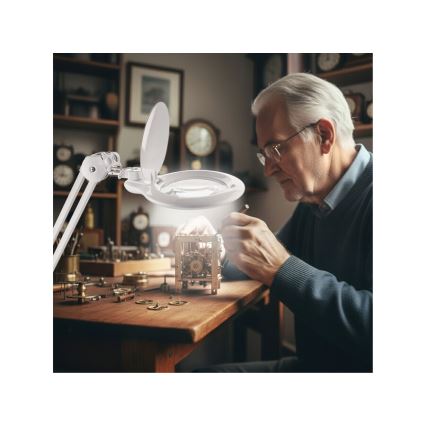 Extol - Lampada da tavolo dimmerabile a LED con lente d'ingrandimento LED/10W/230V bianca