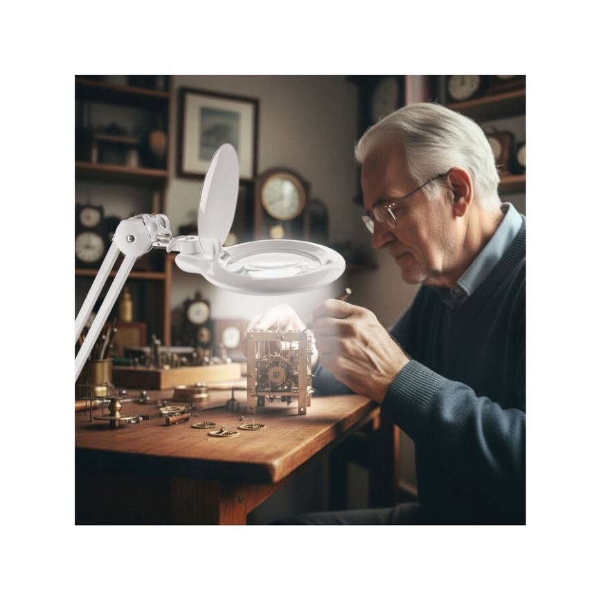 Extol - Lampada da tavolo dimmerabile a LED con lente d'ingrandimento LED/10W/230V bianca