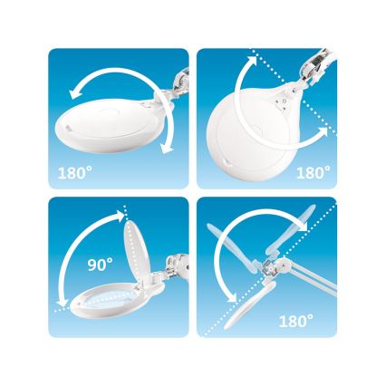 Extol - Lampada da tavolo dimmerabile a LED con lente d'ingrandimento LED/10W/230V bianca