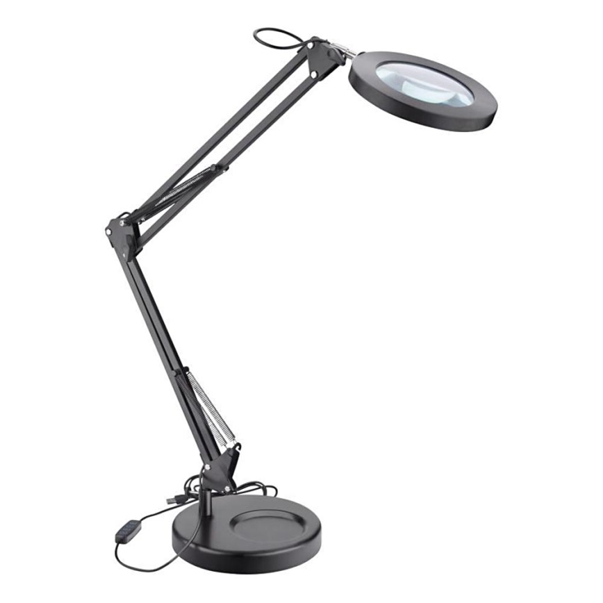 Extol - Lampada da tavolo LED dimmerabile con una lente d'ingrandimento LED/8W/5V 2900/4500/7500K nero