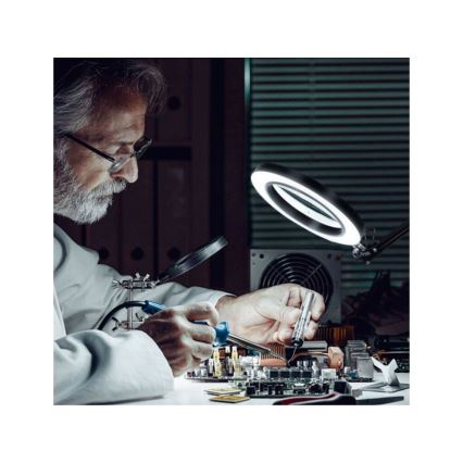 Extol - Lampada da tavolo LED dimmerabile con una lente d'ingrandimento LED/8W/5V 2900/4500/7500K nero