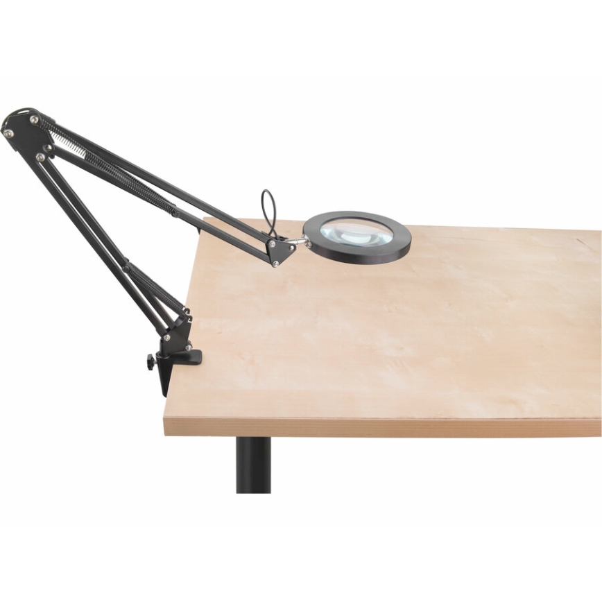 Extol - Lampada da tavolo LED dimmerabile con una lente d'ingrandimento LED/8W/5V 2900/4500/7500K nero