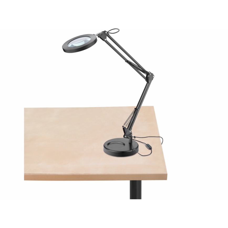 Extol - Lampada da tavolo LED dimmerabile con una lente d'ingrandimento LED/8W/5V 2900/4500/7500K nero