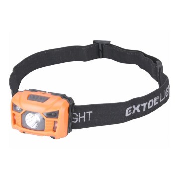 Extol - Lampada frontale ricaricabile LED con sensore e luce rossa LED/3W/1200 mAh/3,7V arancione/nero