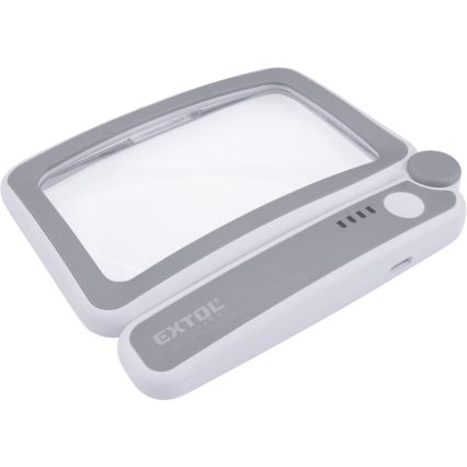 Extol - Lente d'ingrandimento pieghevole ricaricabile con luce LED dimmerabile / 650 mAh / bianco/grigio