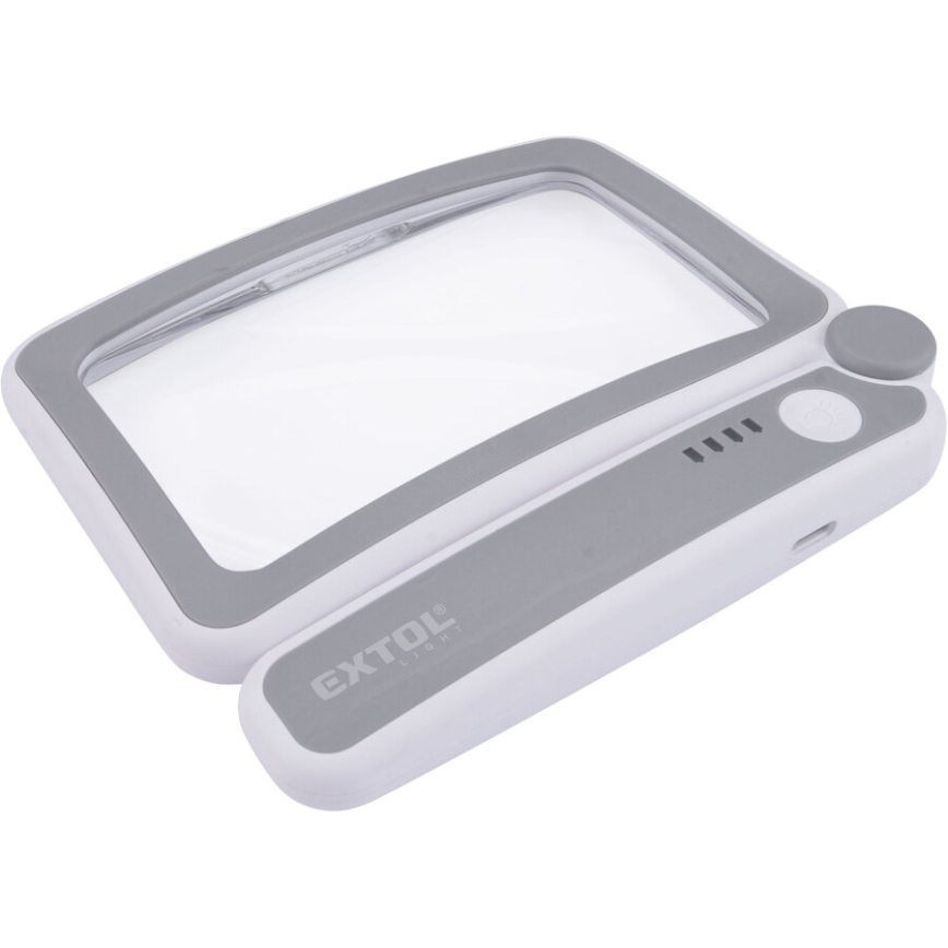 Extol - Lente d'ingrandimento pieghevole ricaricabile con luce LED dimmerabile / 650 mAh / bianco/grigio
