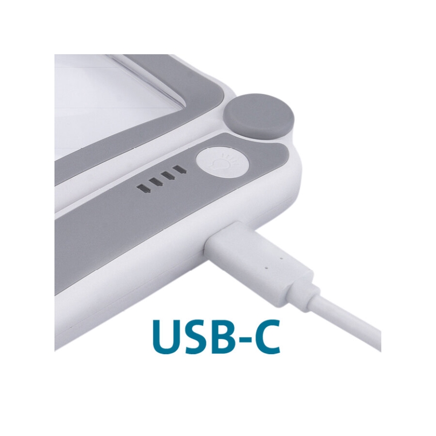 Extol - Lente d'ingrandimento pieghevole ricaricabile con luce LED dimmerabile / 650 mAh / bianco/grigio