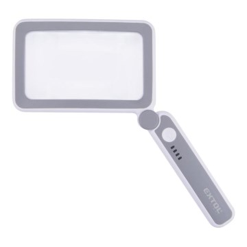 Extol - Lente d'ingrandimento pieghevole ricaricabile con luce LED dimmerabile / 650 mAh / bianco/grigio