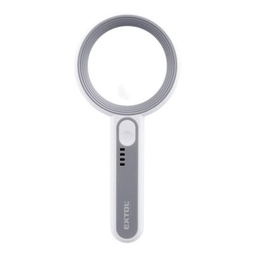 Extol - Lente d'ingrandimento ricaricabile a LED dimmerabile/650 mAh bianca/grigia