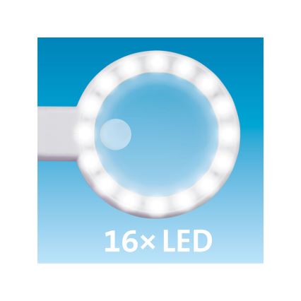 Extol - Lente d'ingrandimento ricaricabile a LED dimmerabile/650 mAh bianca/grigia