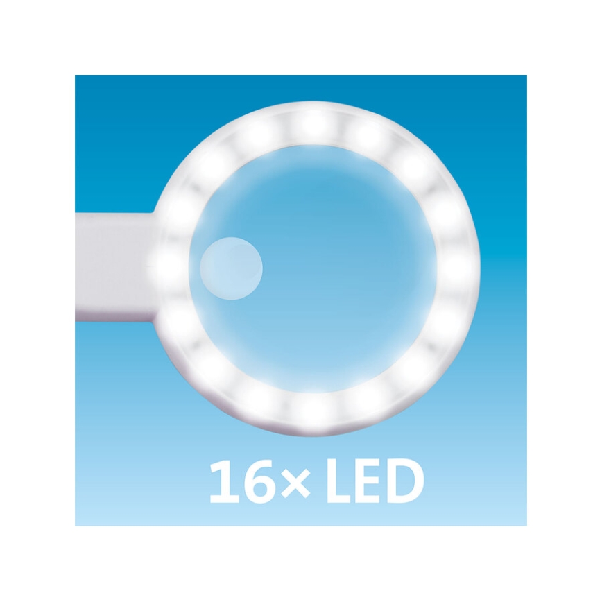 Extol - Lente d'ingrandimento ricaricabile a LED dimmerabile/650 mAh bianca/grigia