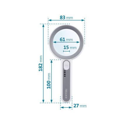 Extol - Lente d'ingrandimento ricaricabile a LED dimmerabile/650 mAh bianca/grigia