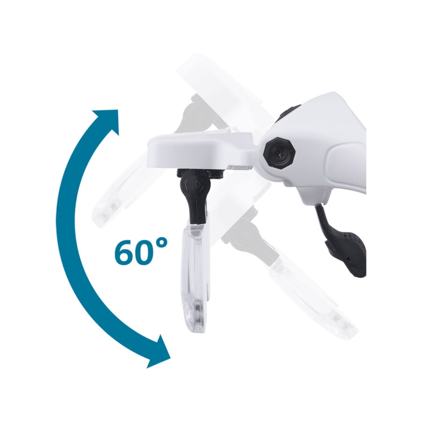 Extol - Occhiali ricaricabili con lente d'ingrandimento e illuminazione LED/300 mAh