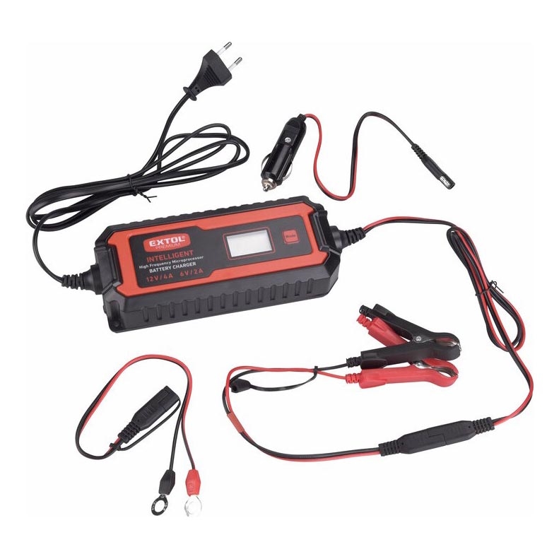 Extol Premium - Caricabatterie per macchine 9 fasi 6/12V 4A IP65