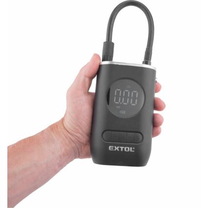 Extol Premium - Compressore digitale tascabile 4000 mAh 7,4V nero