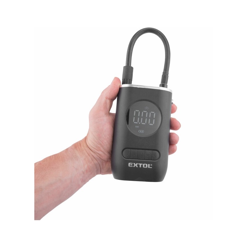 Extol Premium - Compressore digitale tascabile 4000 mAh 7,4V nero
