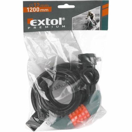 Extol Premium - Lucchetto per bicicletta con cavo 12x1200 mm e codice a 5 cifre