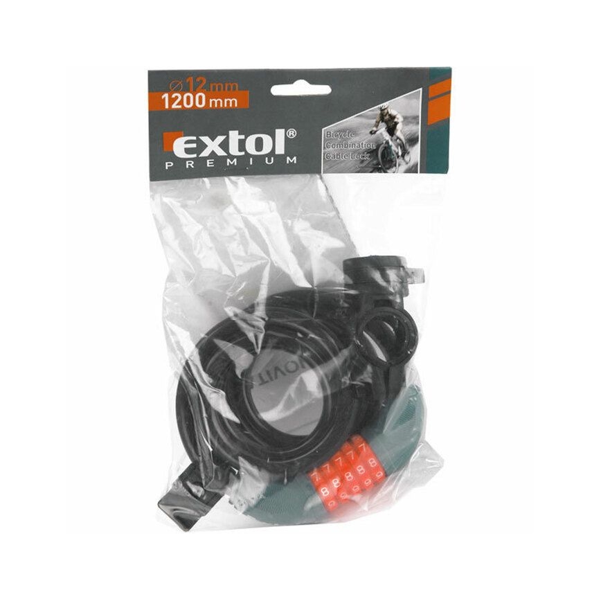 Extol Premium - Lucchetto per bicicletta con cavo 12x1200 mm e codice a 5 cifre