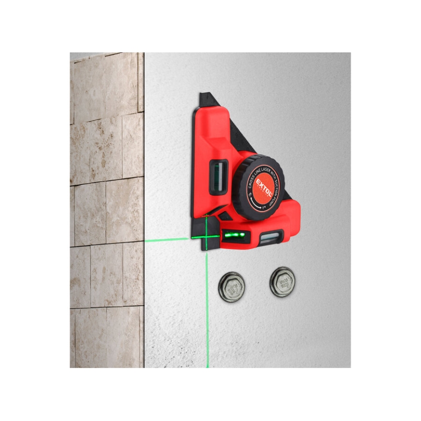 Extol Premium - Squadra laser 90° con modulo a ventosa elettrico 5V/1000 mAh