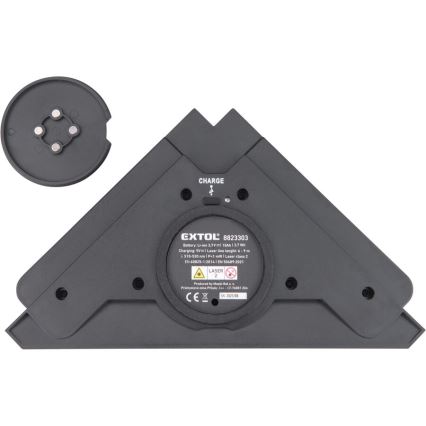 Extol Premium - Squadra laser 90° con modulo a ventosa elettrico 5V/1000 mAh