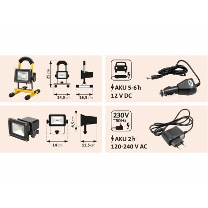 Extol - Proiettore LED ricaricabile LED/10W/3600 mAh/8,4V IP65