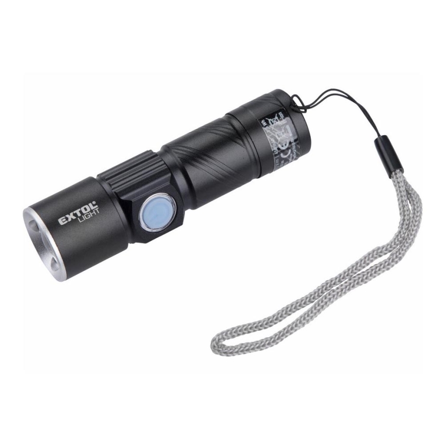 Extol - Torcia LED LED/3W/450 mAh/3,7V nera