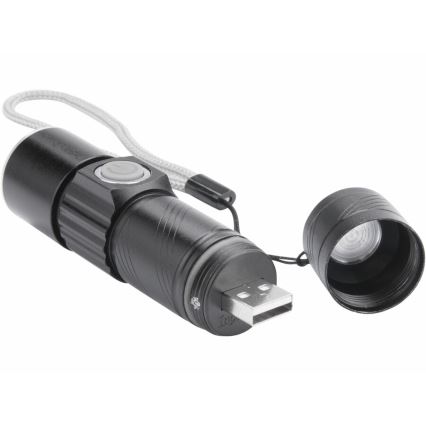 Extol - Torcia LED LED/3W/450 mAh/3,7V nera