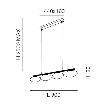 Fabas 3116/49/138 - Lampadario a sospensione con filo Melody 4xG9/40W/230V