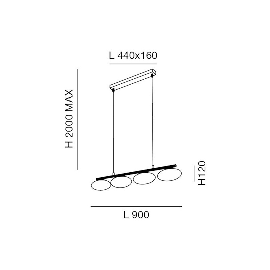 Fabas 3116/49/138 - Lampadario a sospensione con filo Melody 4xG9/40W/230V