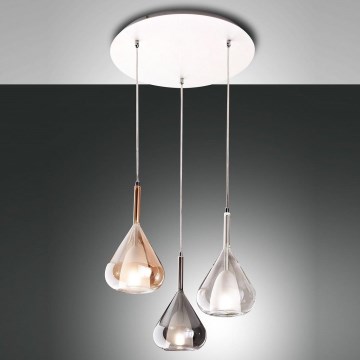 Fabas Luce 3481-47-297 - Lampadario a sospensione con filo LILA 3xE27/40W/230V oro/grigio/limpido