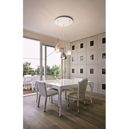 Fabas Luce 3481-47-297 - Lampadario a sospensione con filo LILA 3xE27/40W/230V oro/grigio/limpido