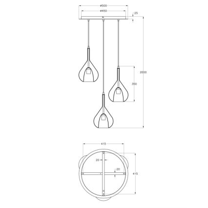 Fabas Luce 3481-47-297 - Lampadario a sospensione con filo LILA 3xE27/40W/230V oro/grigio/limpido