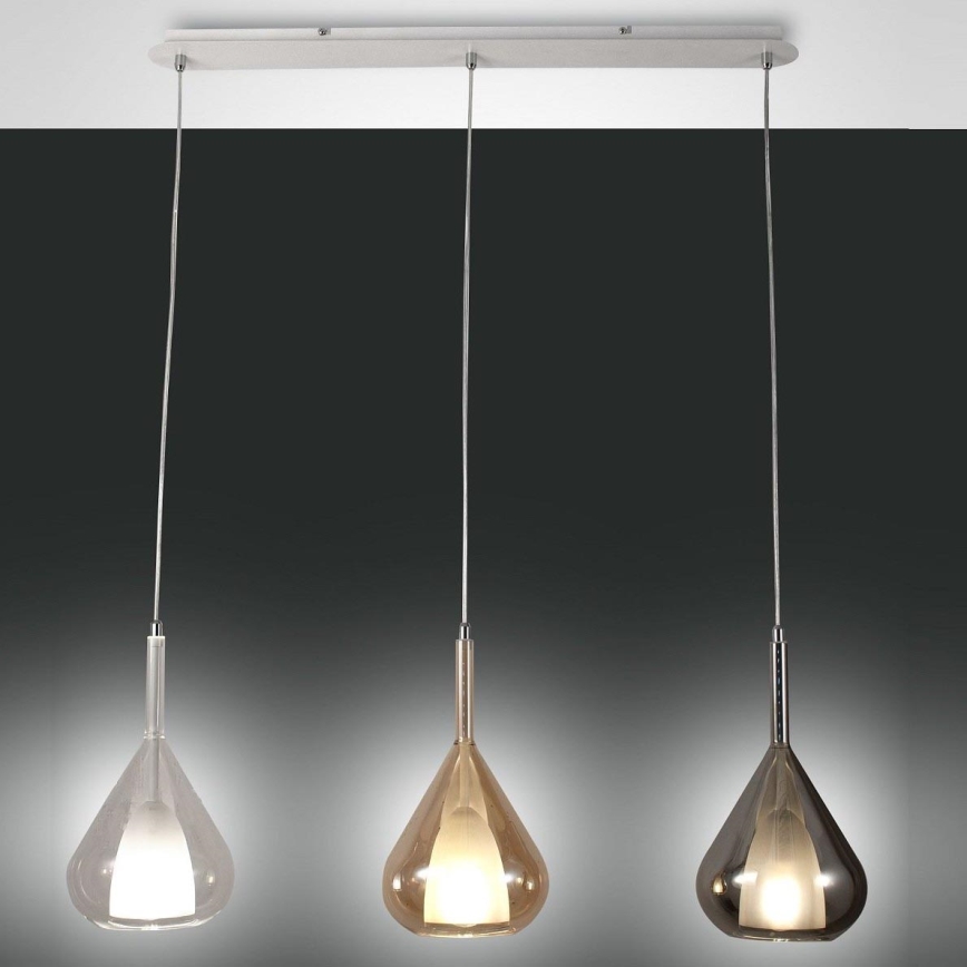 Fabas Luce 3481-48-297 - Lampadario a sospensione con filo LILA 3xE27/40W/230V limpido/oro/grigio