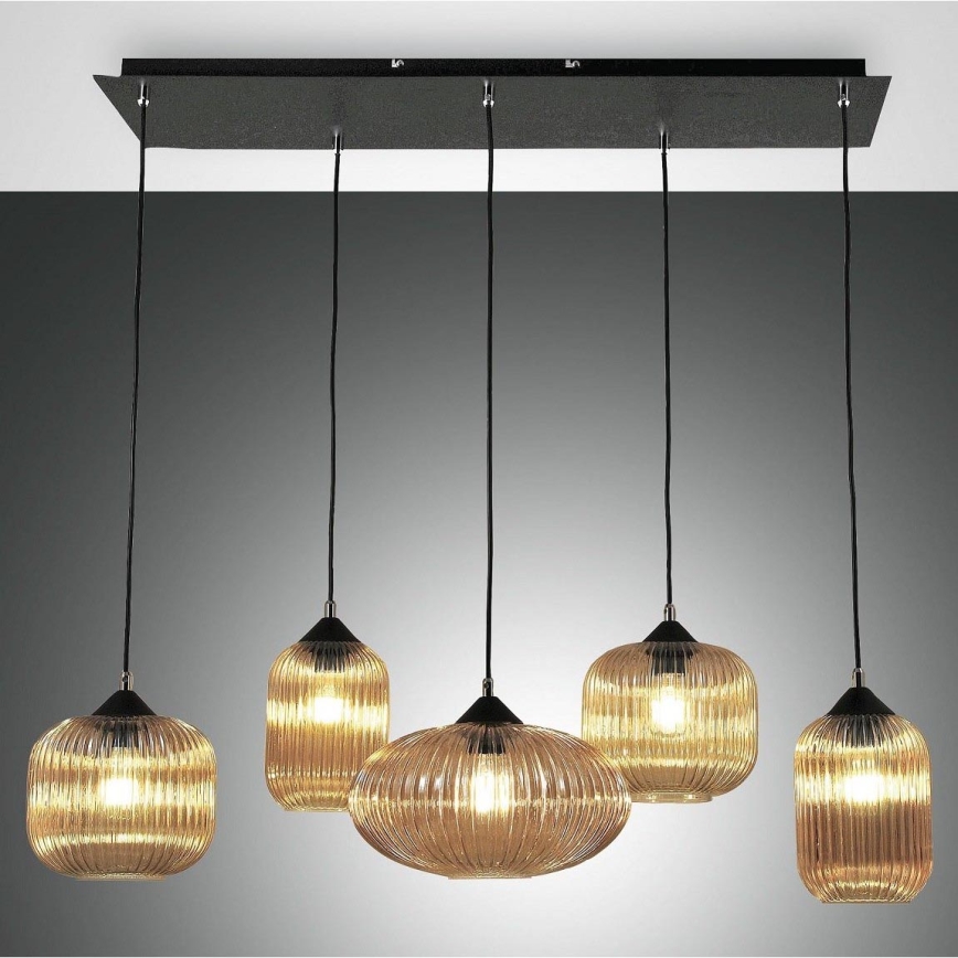 Fabas Luce 3627-48-125 - Lampadario a sospensione con filo GILLIS 5xE27/40W/230V oro/nero