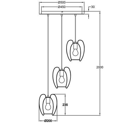 Fabas Luce 3677-47-102 - Lampadario a sospensione con filo CAMP 3xE27/40W/230V bianco