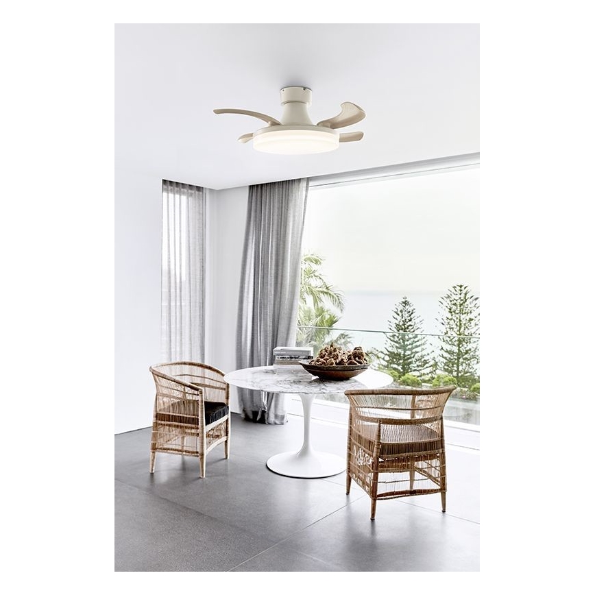 FANAWAY 210664 - Ventilatore da soffitto dimmerabile a LED ORBIT LED/25W/230V beige/bianco + telecomando