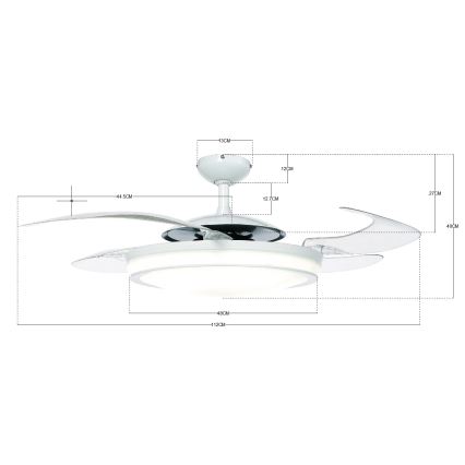FANAWAY 210930 - Ventilatore da soffitto EVO2 3xE27/20W/230V bianco/cromo