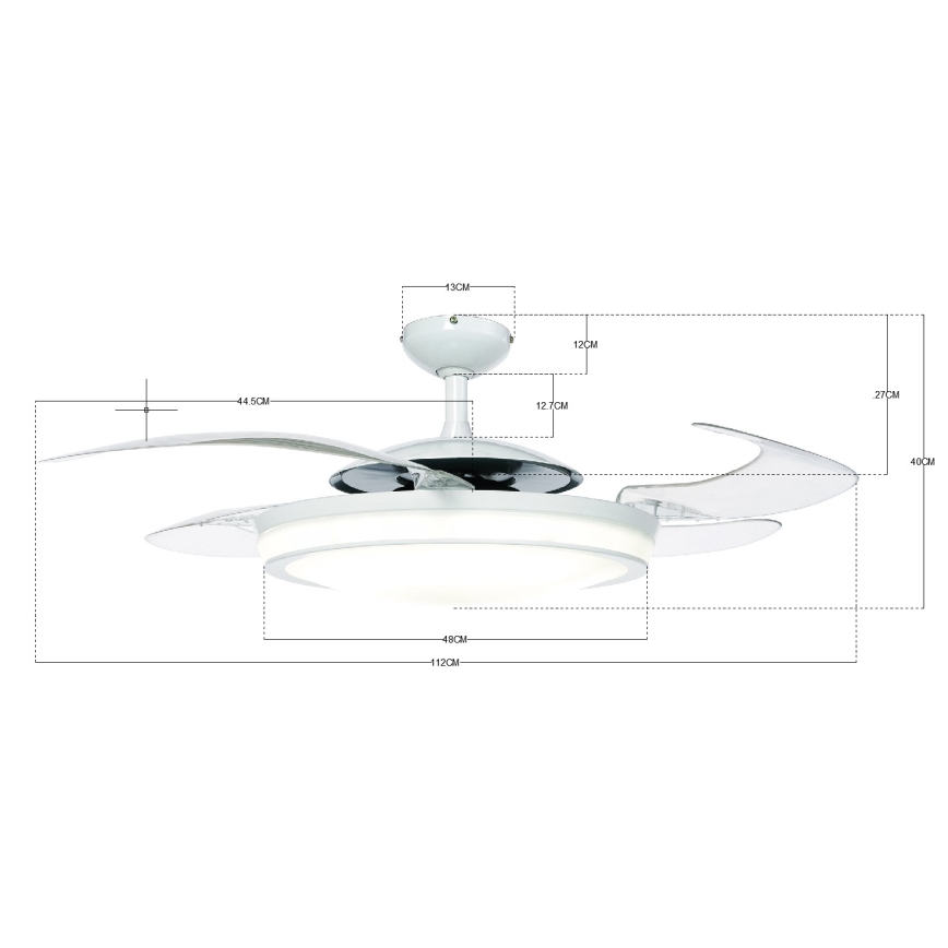 FANAWAY 210930 - Ventilatore da soffitto EVO2 3xE27/20W/230V bianco/cromo