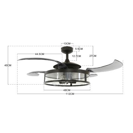 FANAWAY 212927 - Plafoniera LED CLASSIC 3xE27/4W/230V nero + telecomando