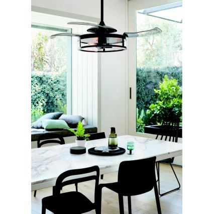 FANAWAY 212927 - Ventilatore da soffitto LED CLASSIC 3xE27/4W/230V nero Ø 112 cm + telecomando
