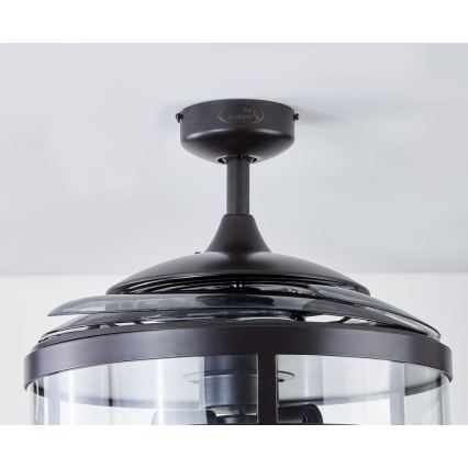 FANAWAY 212927 - Ventilatore da soffitto LED CLASSIC 3xE27/4W/230V nero Ø 112 cm + telecomando