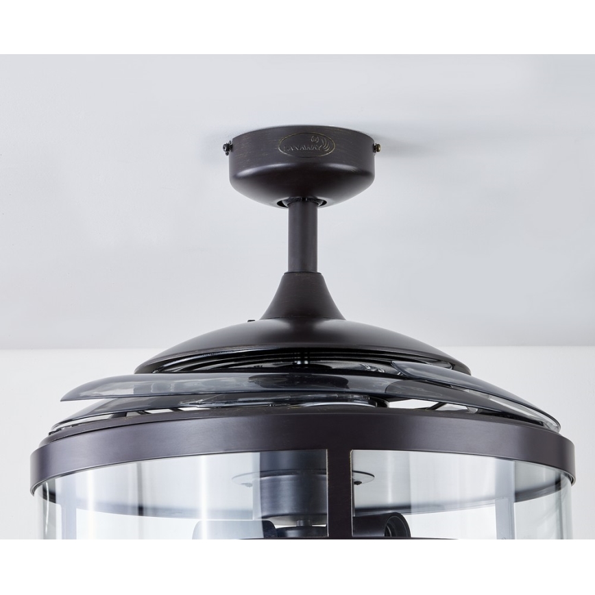 FANAWAY 212927 - Ventilatore da soffitto LED CLASSIC 3xE27/4W/230V nero Ø 112 cm + telecomando