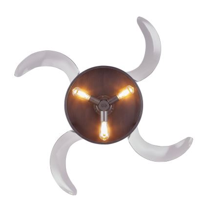 FANAWAY 212927 - Ventilatore da soffitto LED CLASSIC 3xE27/4W/230V nero Ø 112 cm + telecomando