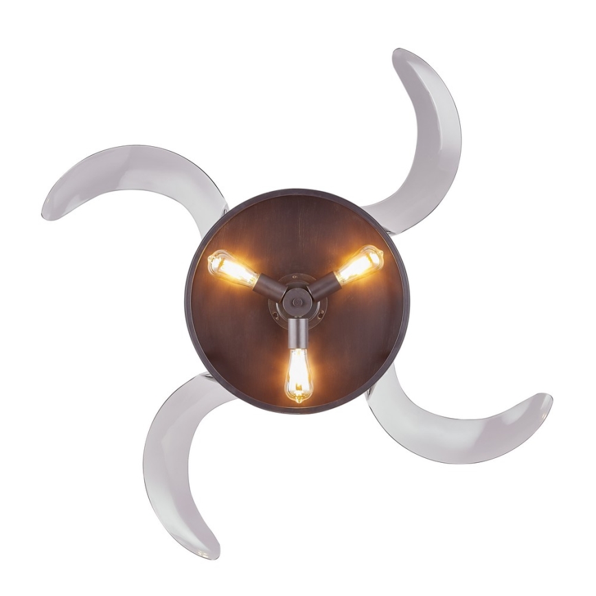 FANAWAY 212927 - Ventilatore da soffitto LED CLASSIC 3xE27/4W/230V nero Ø 112 cm + telecomando