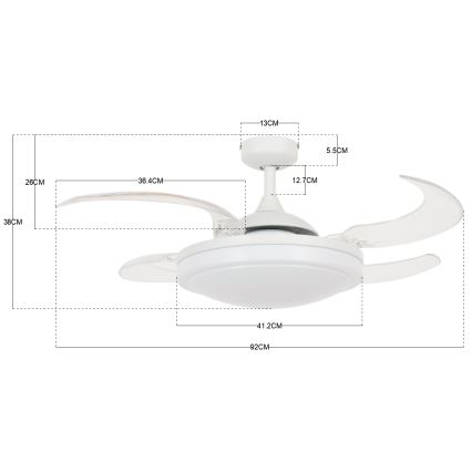 FANAWAY 212980 - Ventilatore da soffitto EVORA 2xE27/15W/230V bianco + telecomando