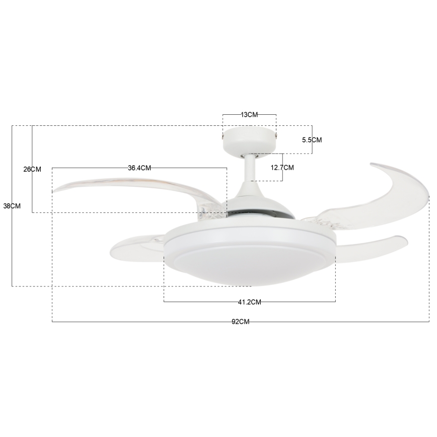 FANAWAY 212980 - Ventilatore da soffitto EVORA 2xE27/15W/230V bianco + telecomando