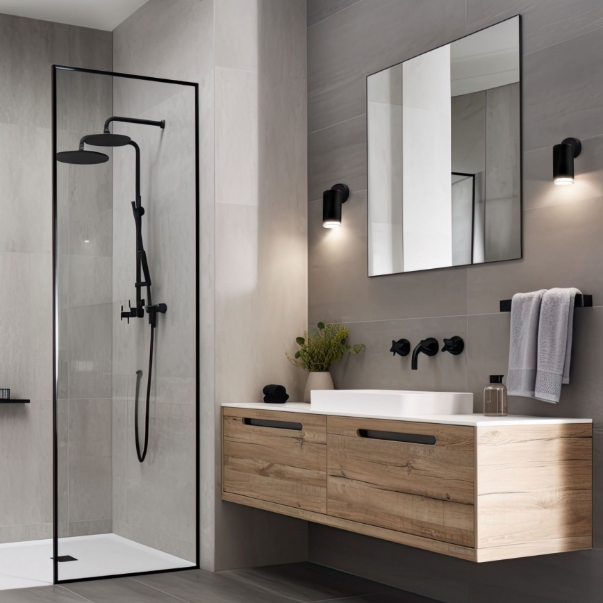 Faretto da bagno LED RGBW dimmerabile TURYN 1xGU10/4,8W/230V 3000K IP44 nero + telecomando